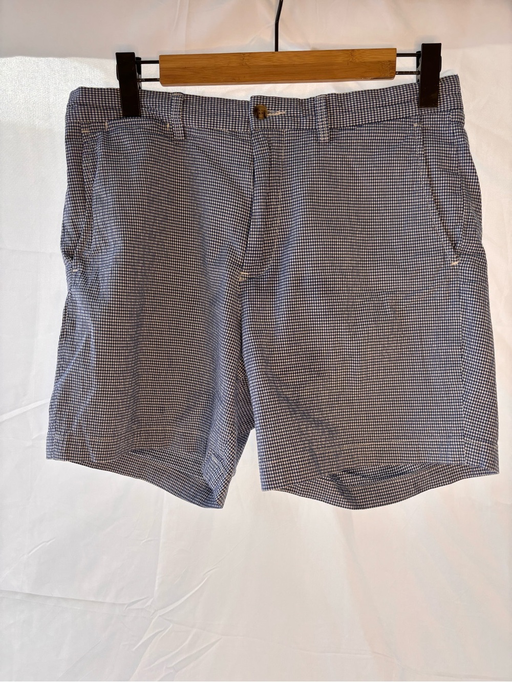 Polo Ralph Lauren Men's Blue/White Plaid Stretch Classic Fit Chino Shorts Sz 31